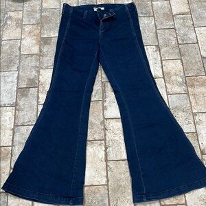 Free People Blue Flare Wide Leg Jeans with Classic Style